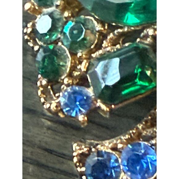 Vintage Topaz & Emerald Rhinestone Costume Jewelry Set - Picture 8 of 9